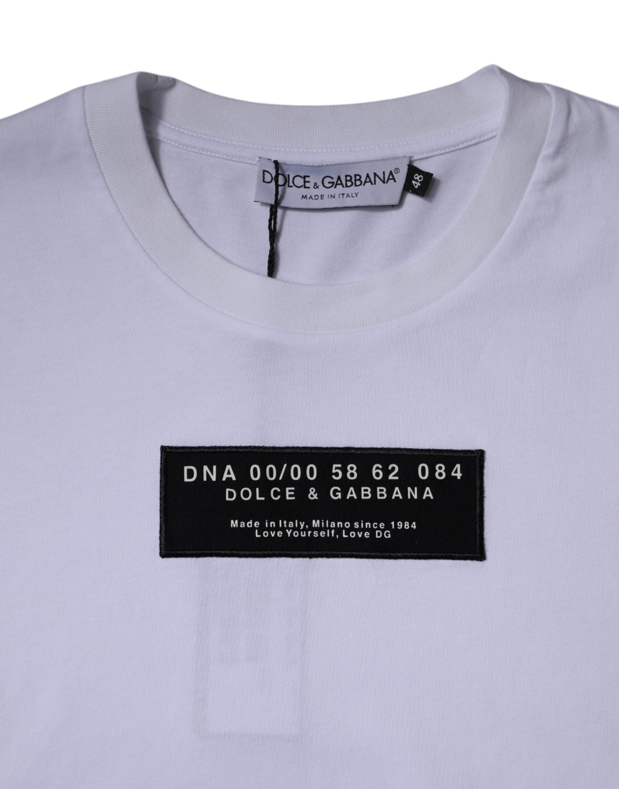 White Logo Print Cotton Crew Neck T-shirt - ventzia