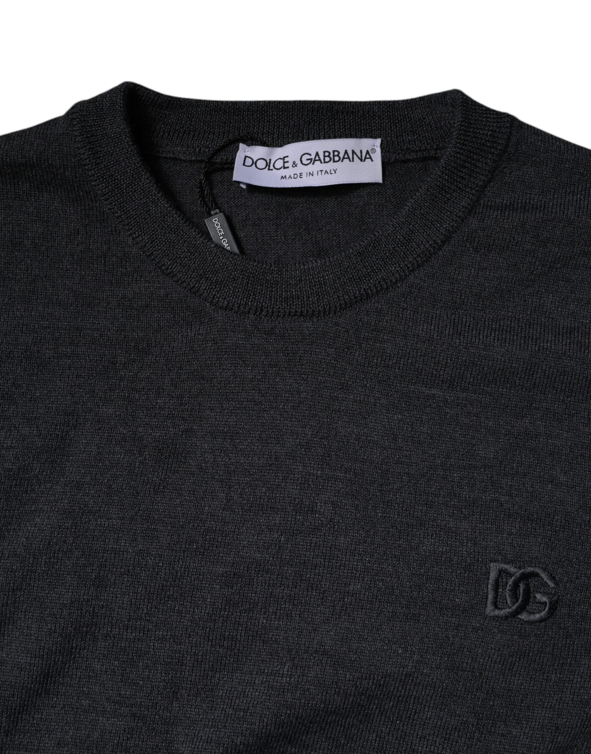 Dark Gray DG Logo Crew Neck Pullover Sweater - ventzia