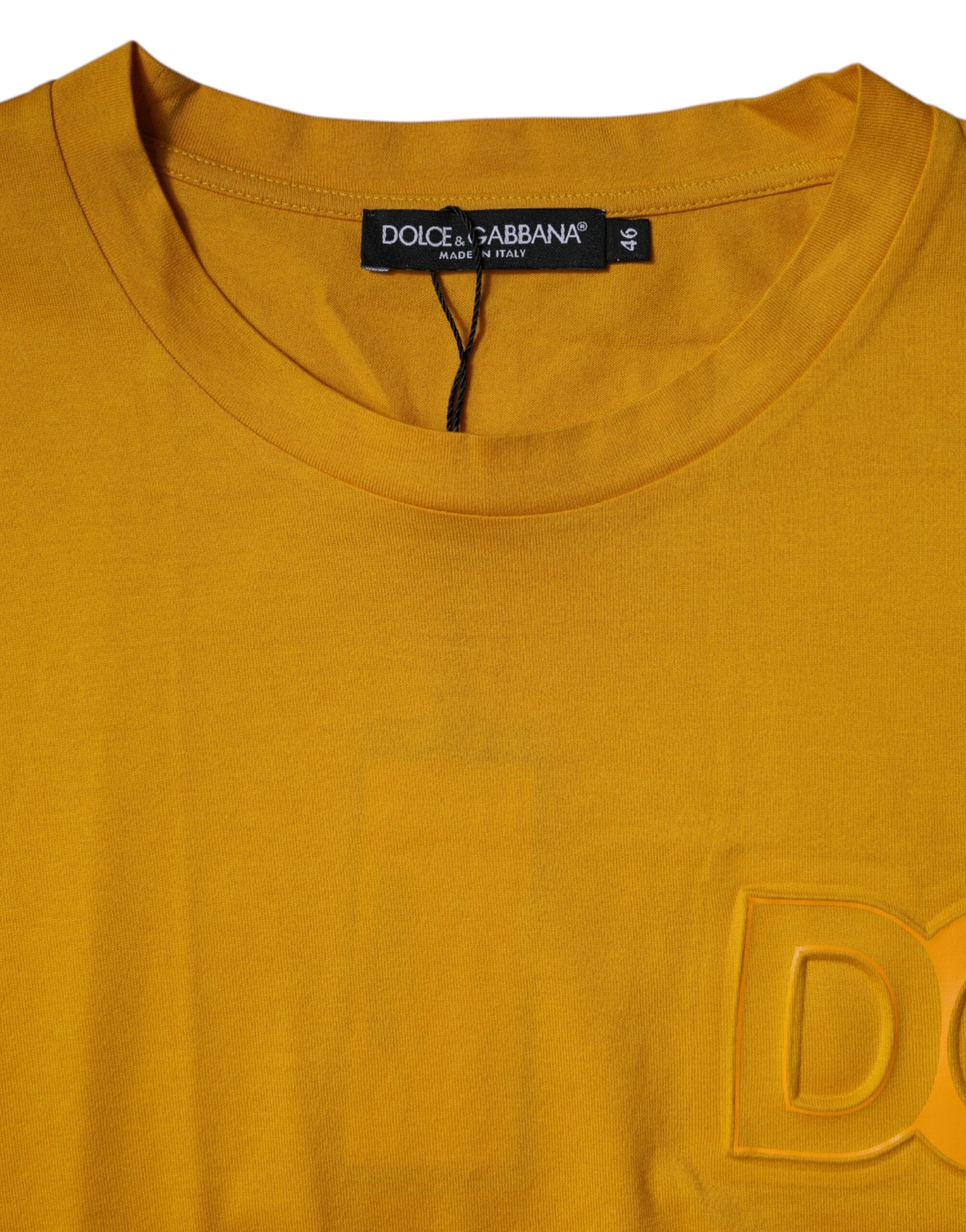 Dark Yellow Logo Crew Neck Short Sleeves T-shirt - ventzia
