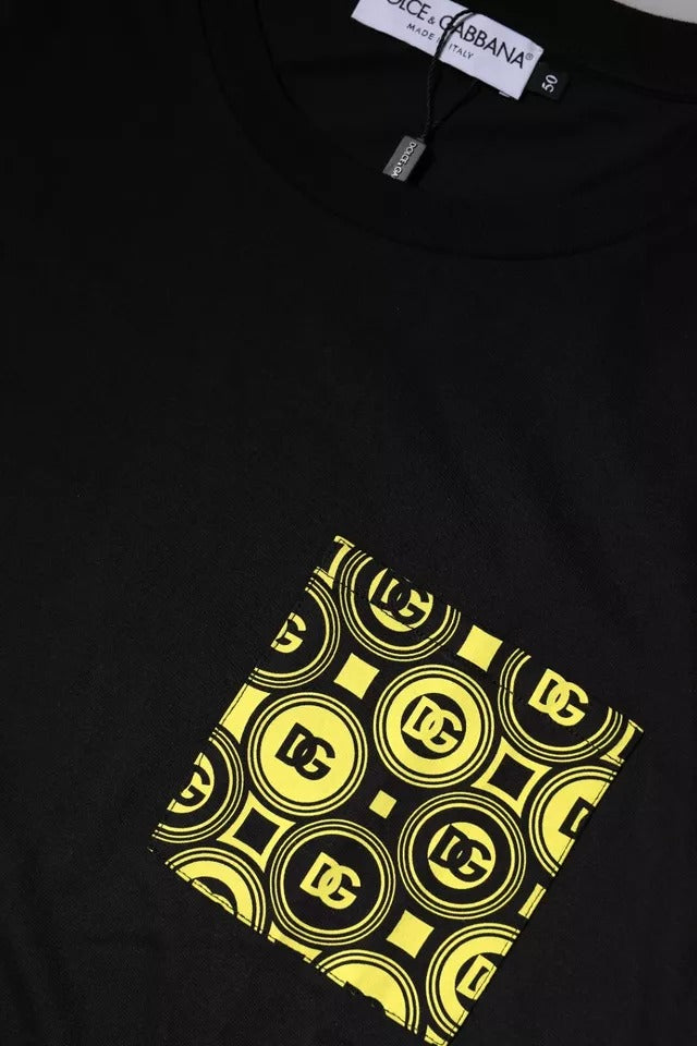 Black Logo Print Cotton Short Sleeve T-shirt - ventzia