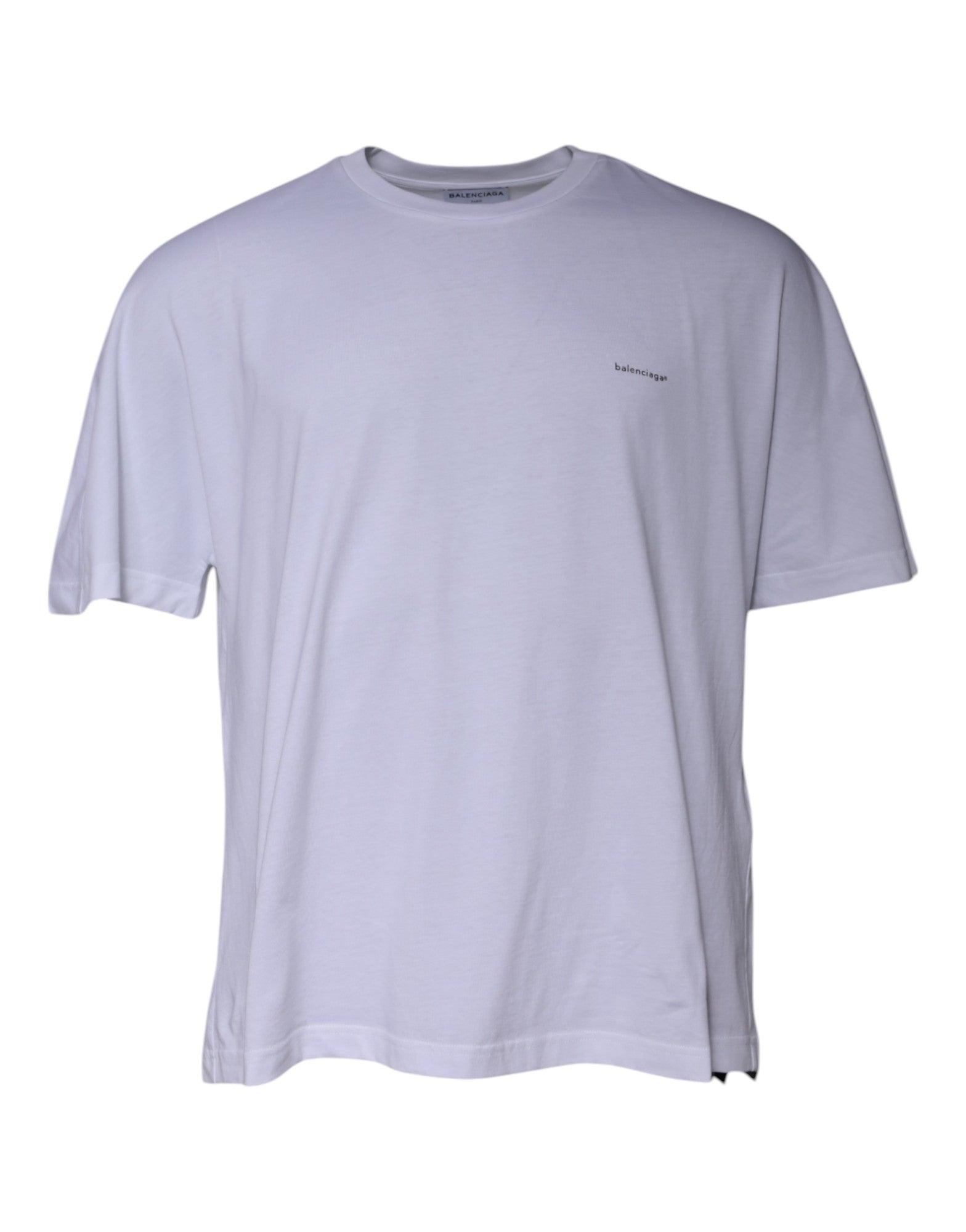 White Logo Cotton Crew Neck Short Sleeves T-shirt - ventzia
