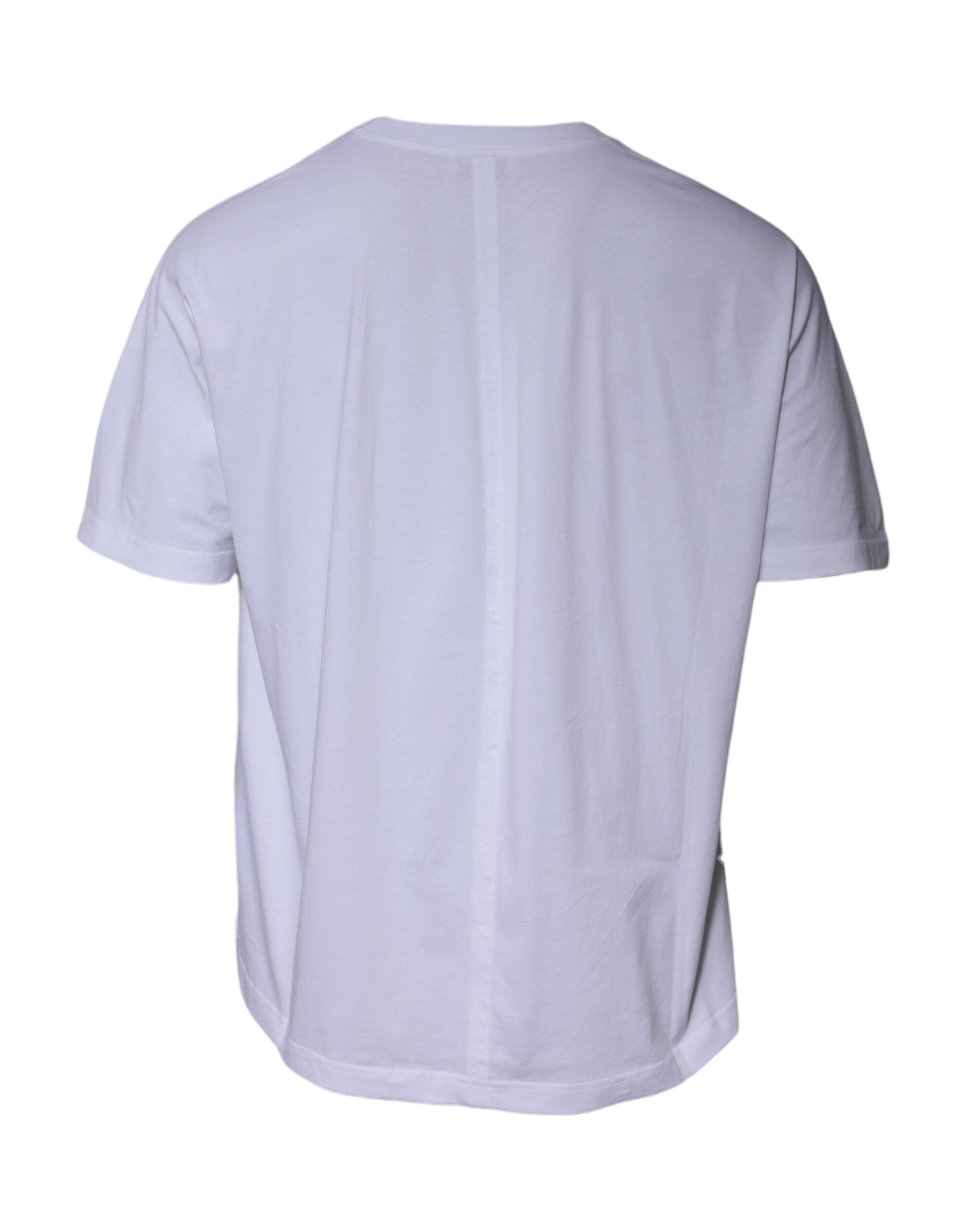 White Logo Cotton Crew Neck Short Sleeves T-shirt - ventzia