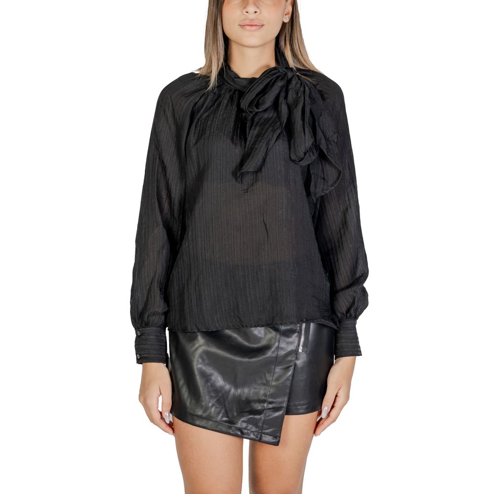 Black Polyester Blouse - ventzia