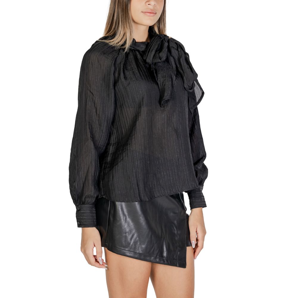 Black Polyester Blouse - ventzia