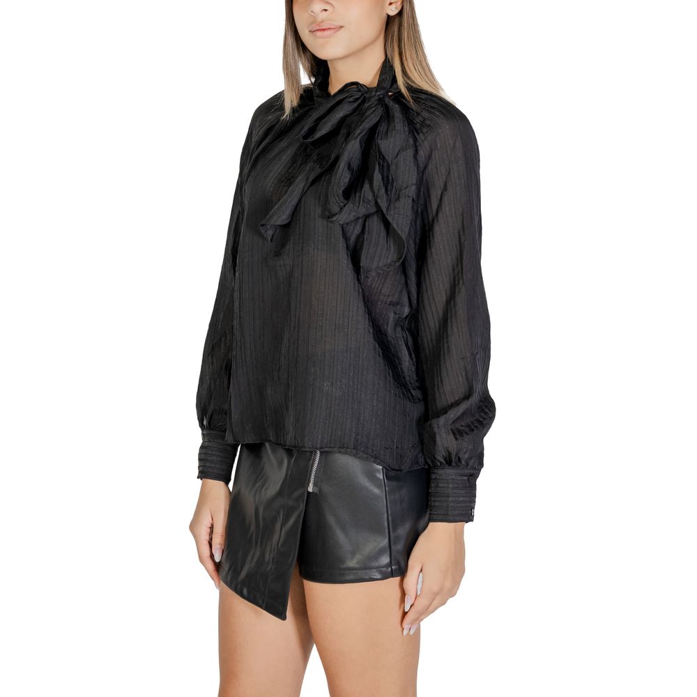 Black Polyester Blouse - ventzia