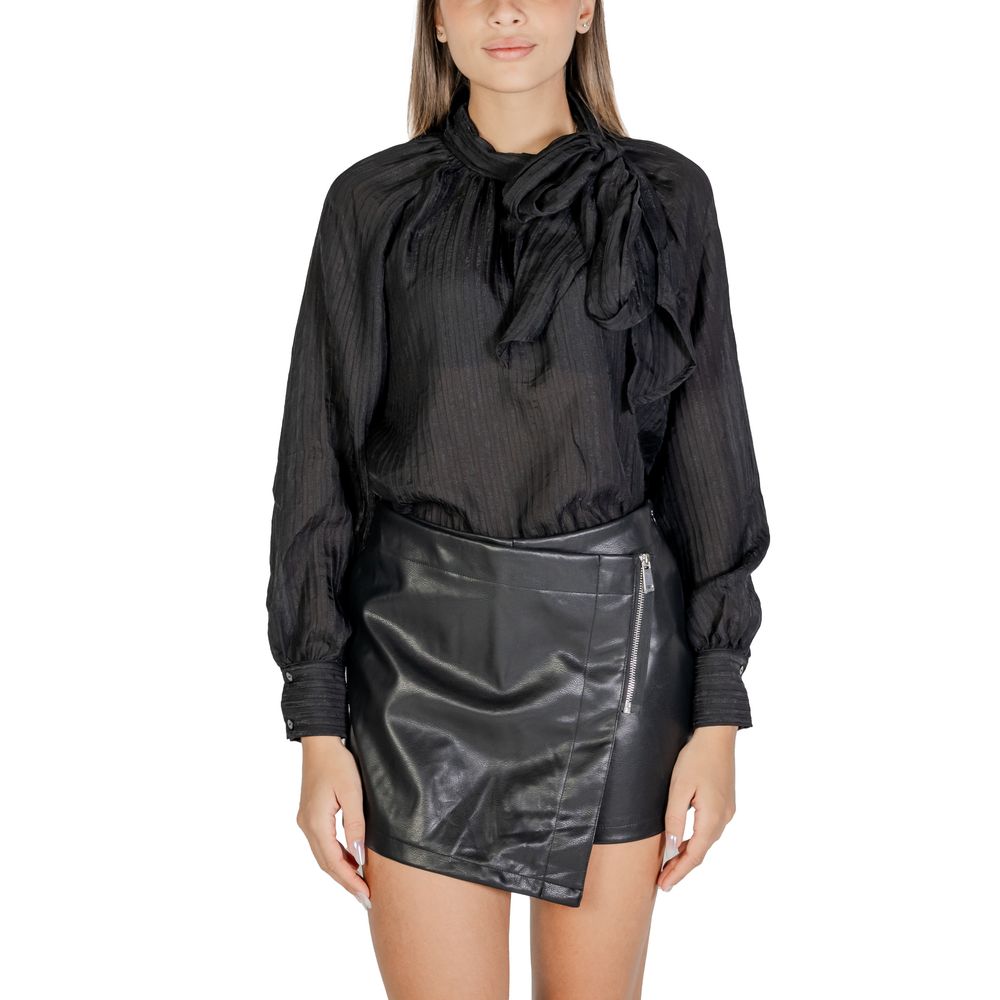 Black Polyester Blouse - ventzia