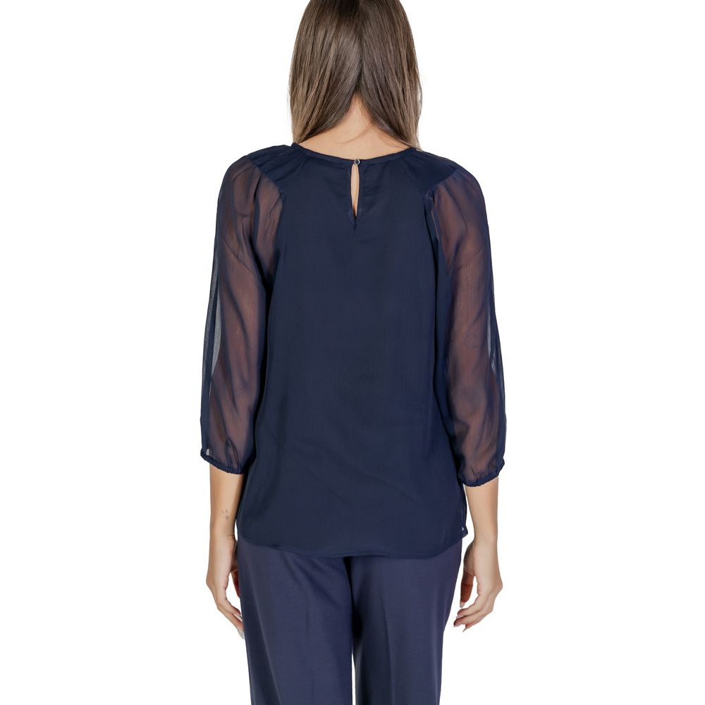 Blue Polyester Blouse - ventzia