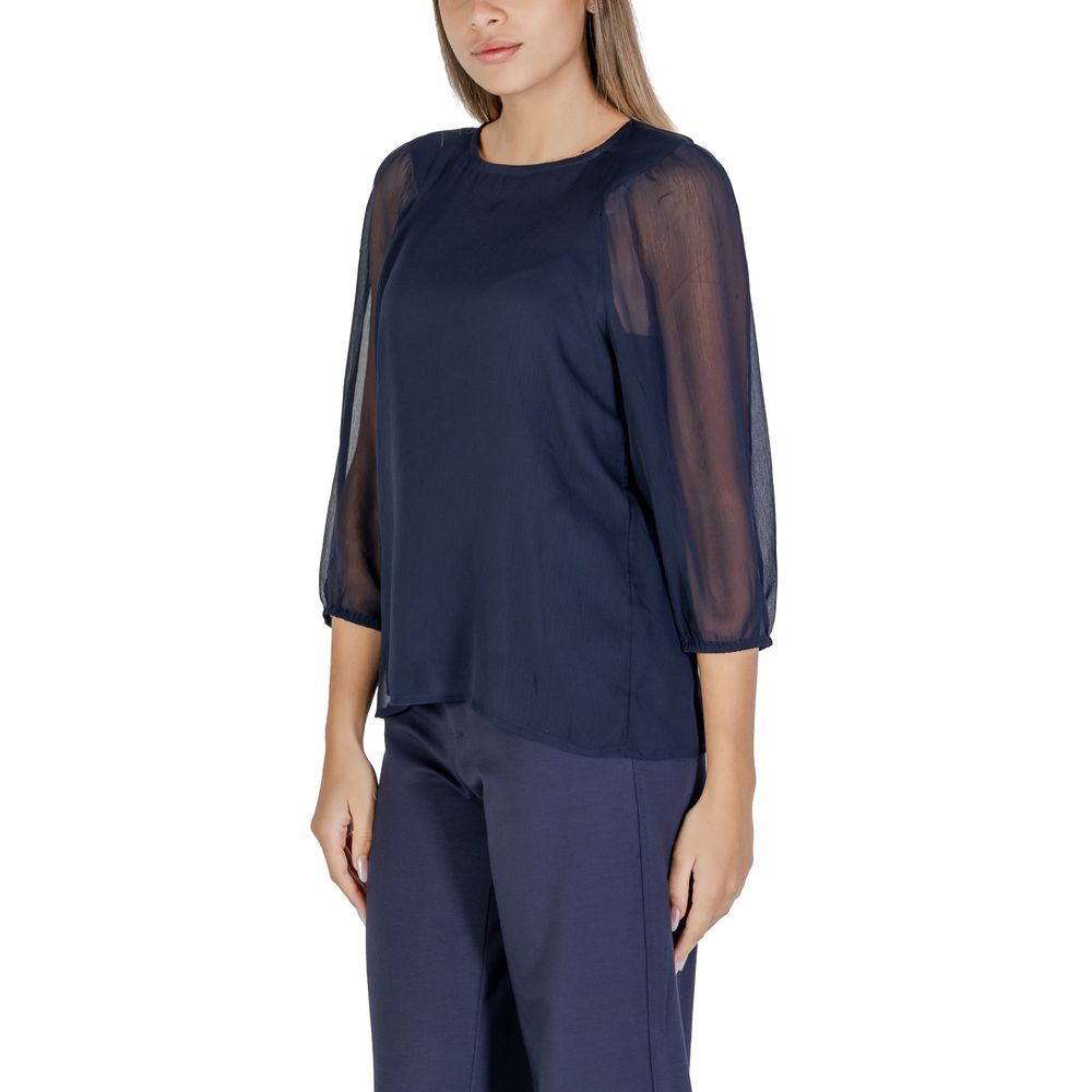 Blue Polyester Blouse - ventzia