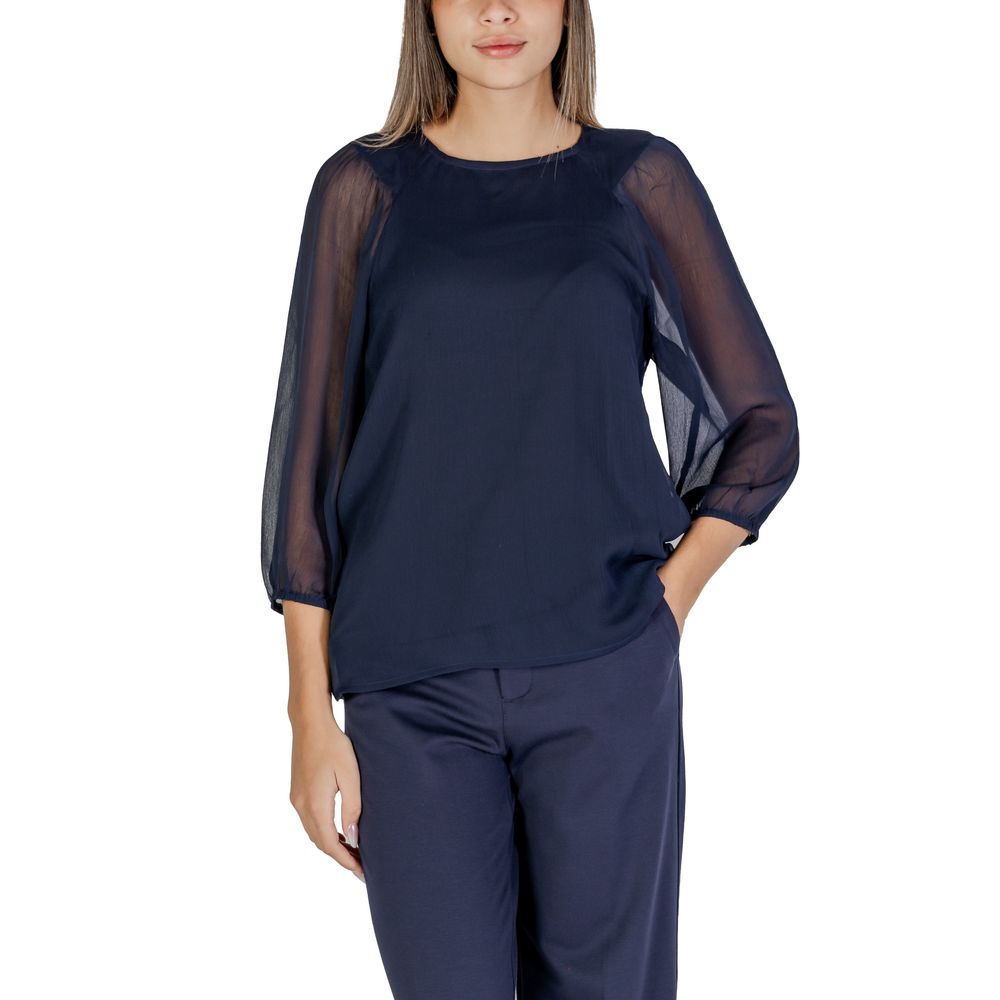 Blue Polyester Blouse - ventzia