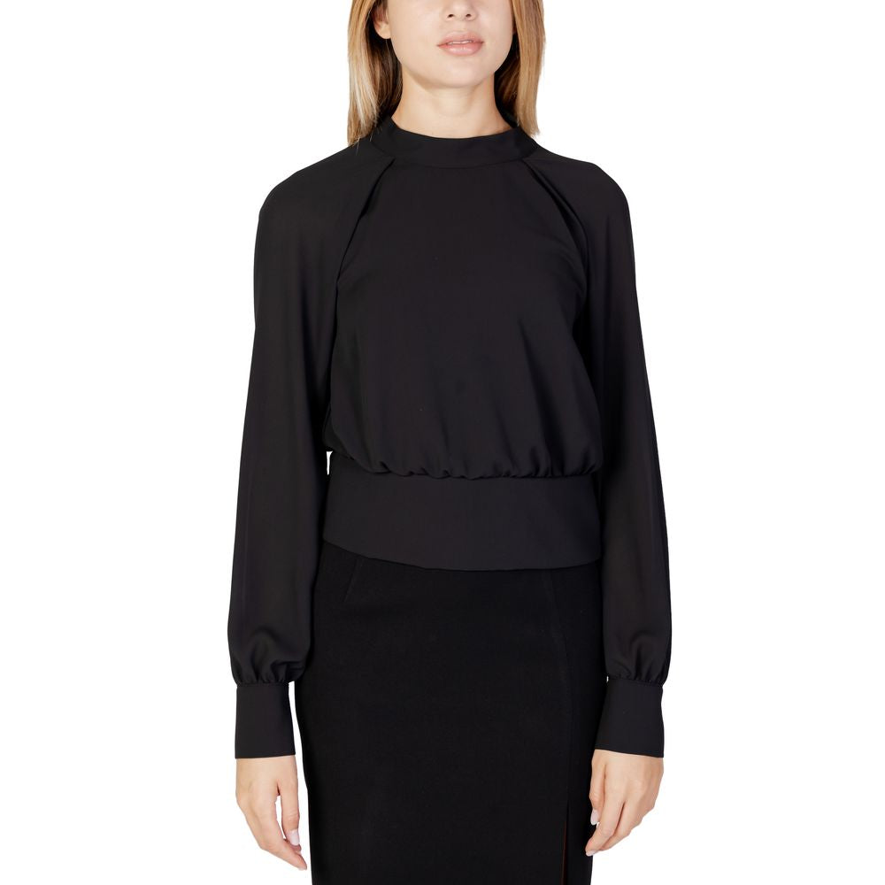 Black Polyester Blouse - ventzia