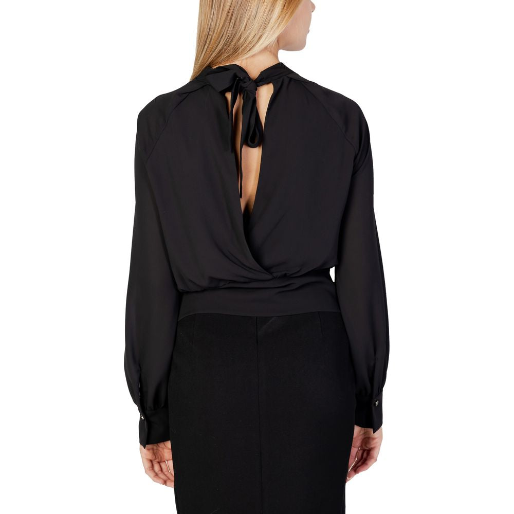 Black Polyester Blouse - ventzia