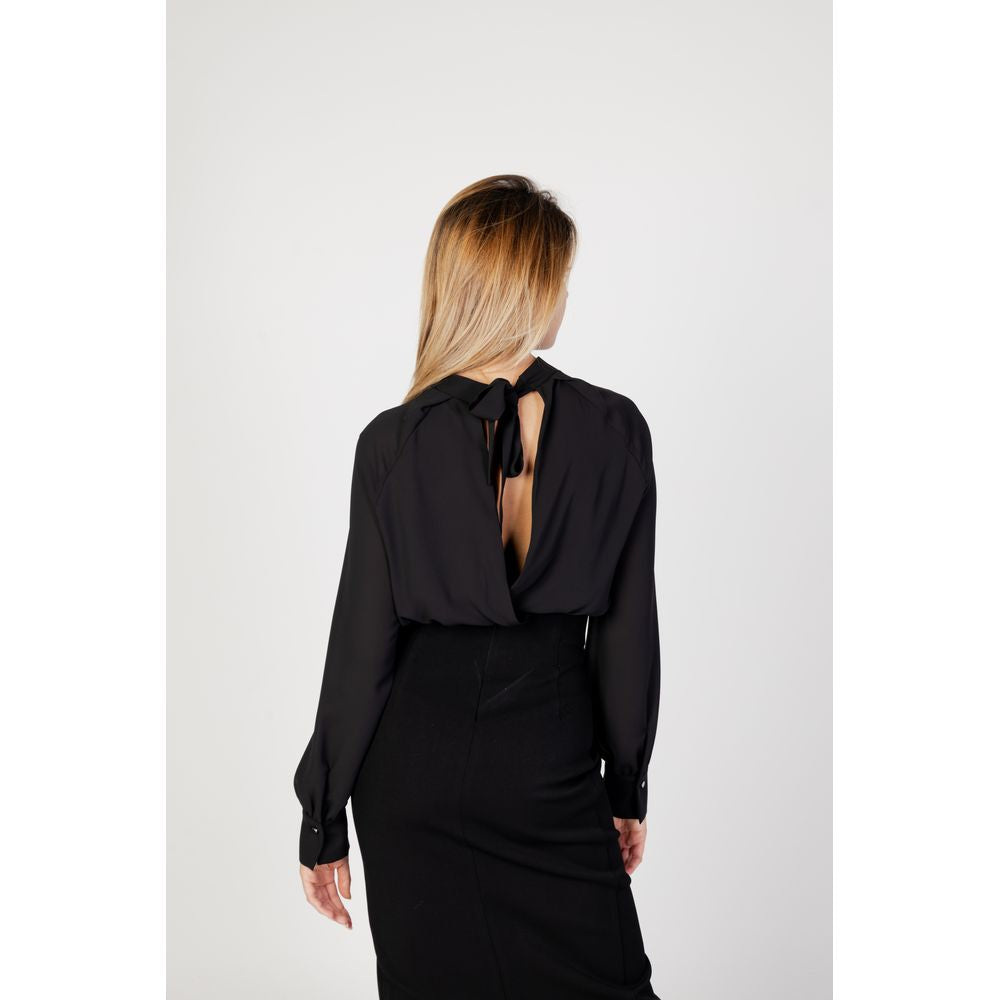 Black Polyester Blouse - ventzia