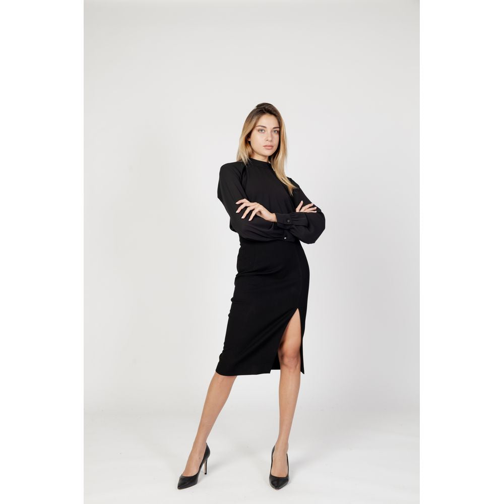 Black Polyester Blouse - ventzia