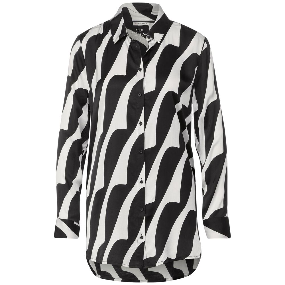 Black And White Viscose Blouse - ventzia