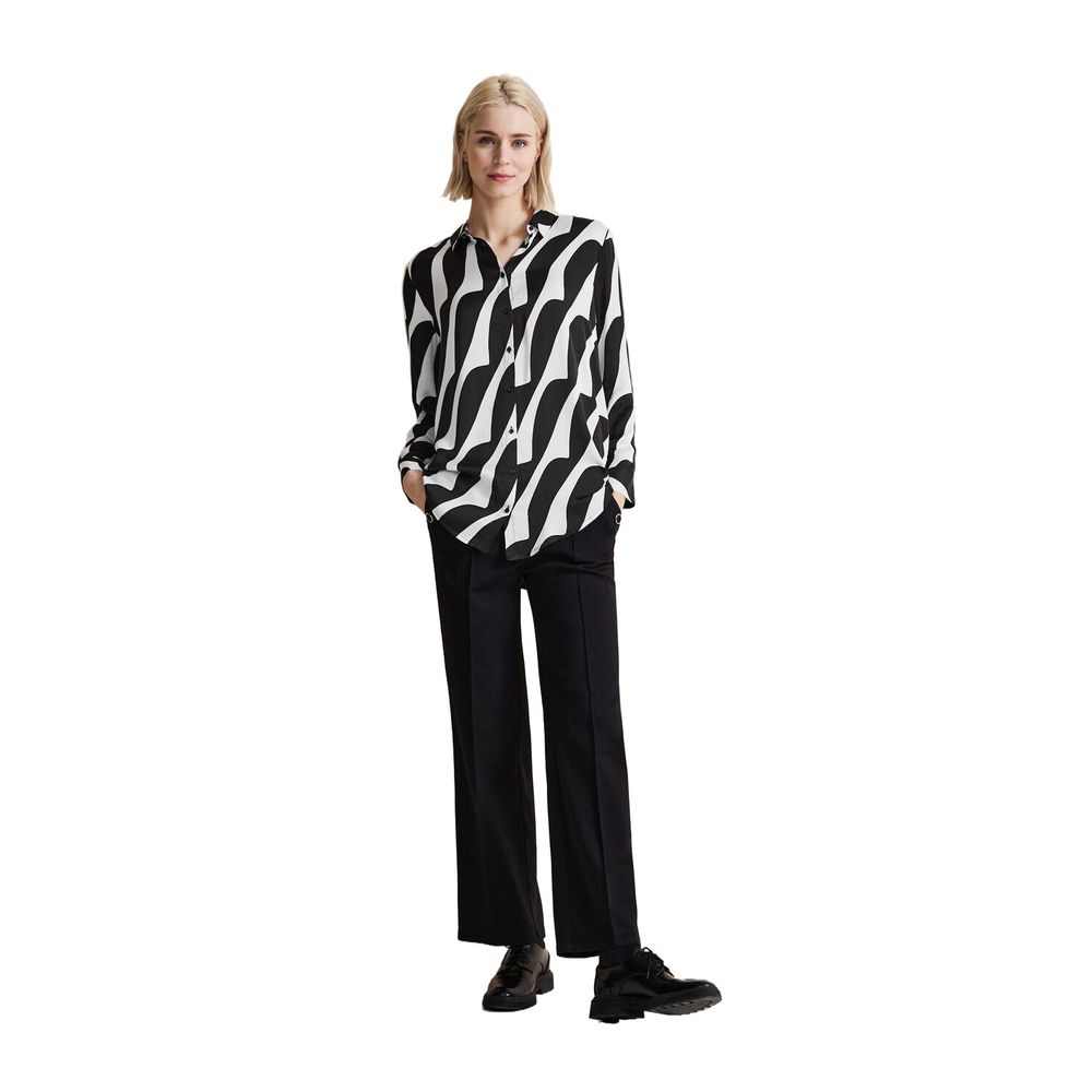 Black And White Viscose Blouse - ventzia