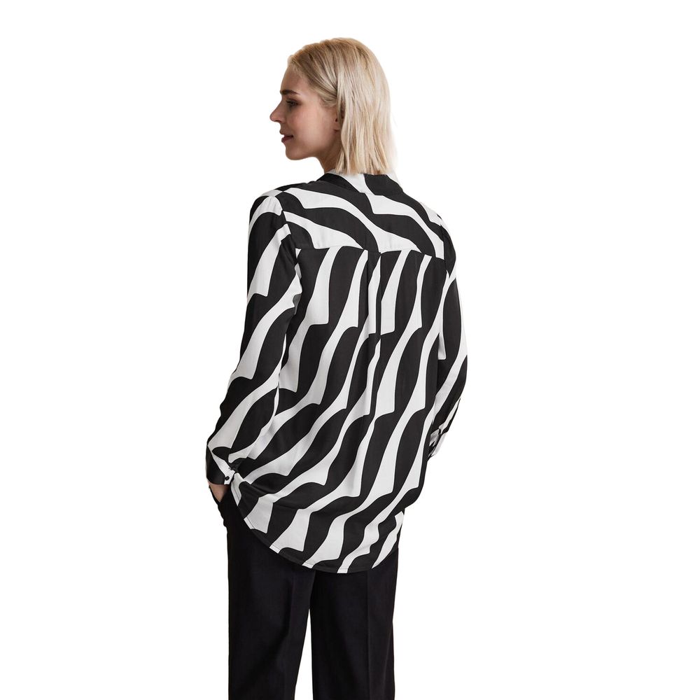 Black And White Viscose Blouse - ventzia