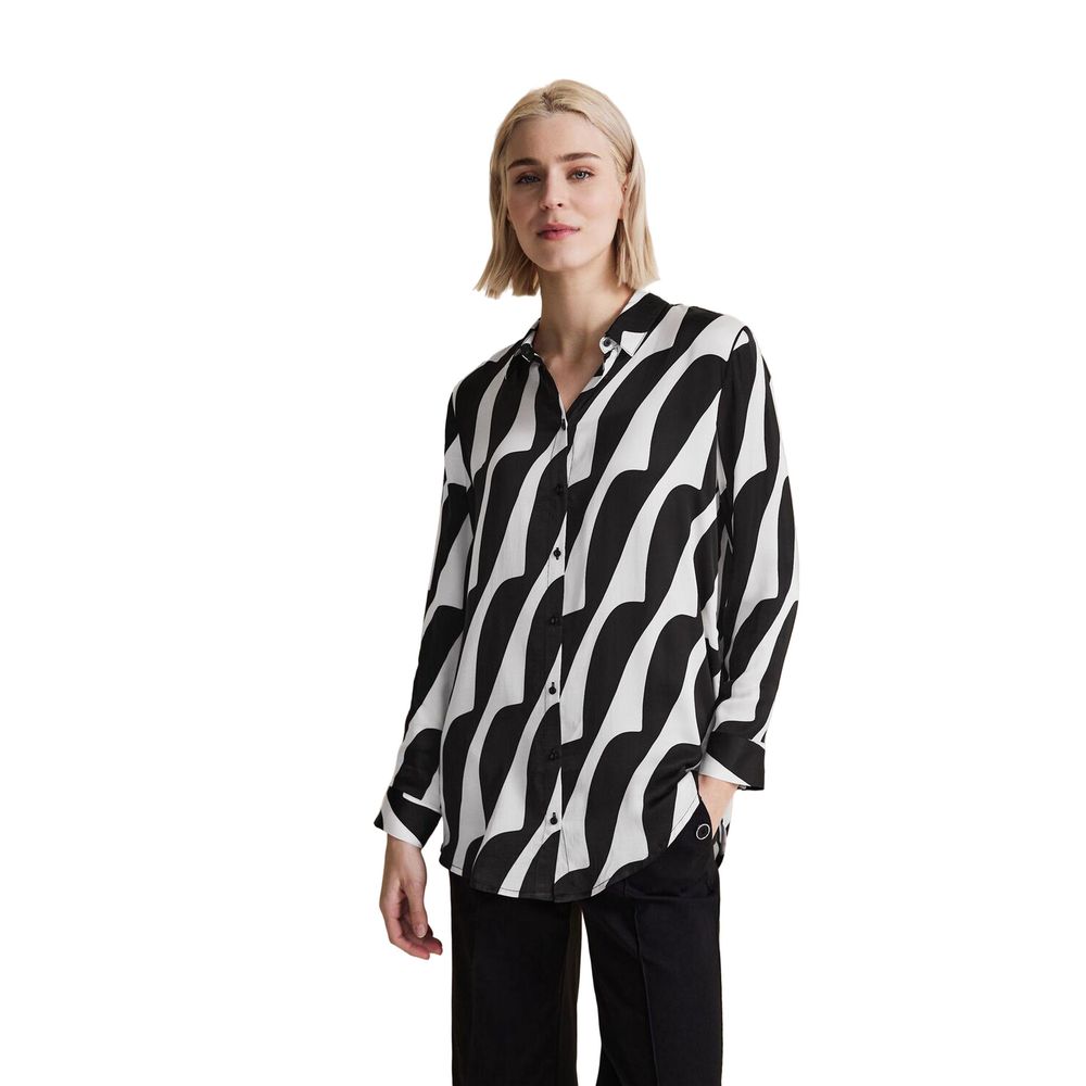 Black And White Viscose Blouse - ventzia