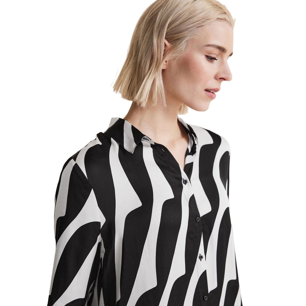 Black And White Viscose Blouse - ventzia