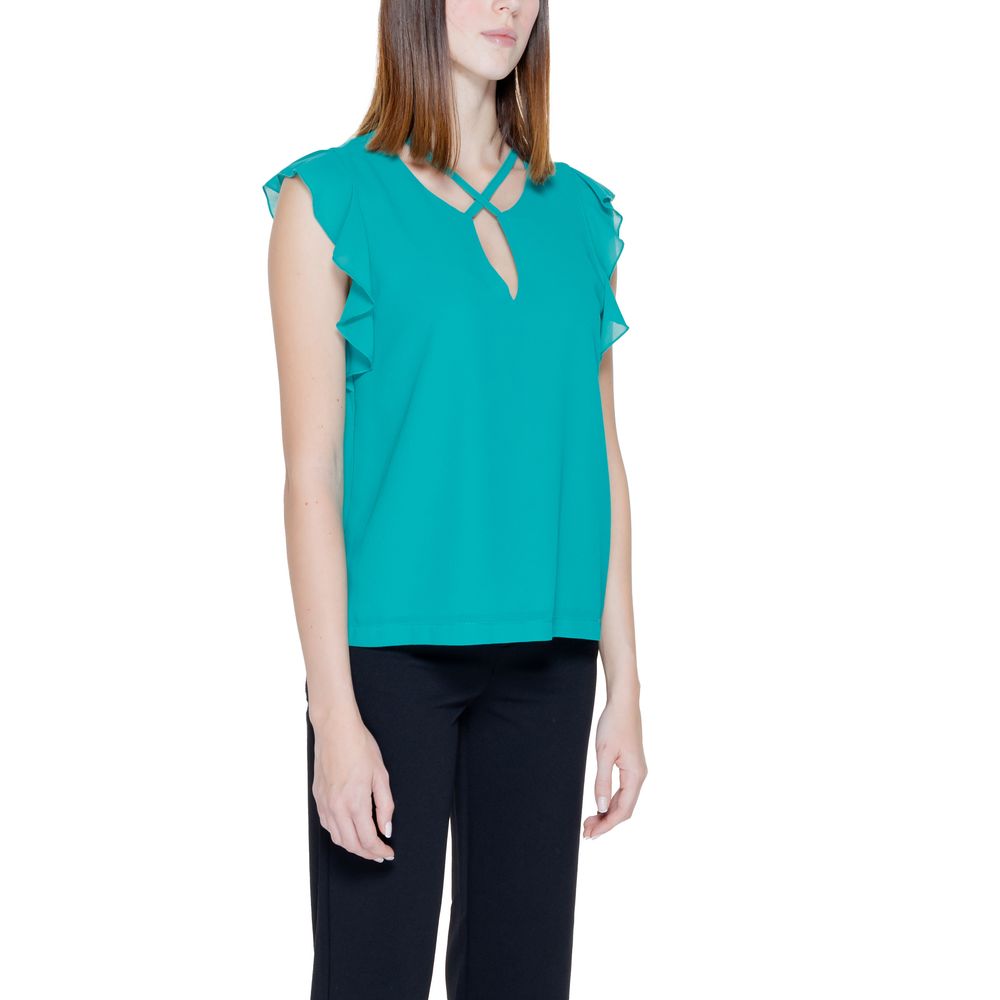 Green Polyester Blouse - ventzia