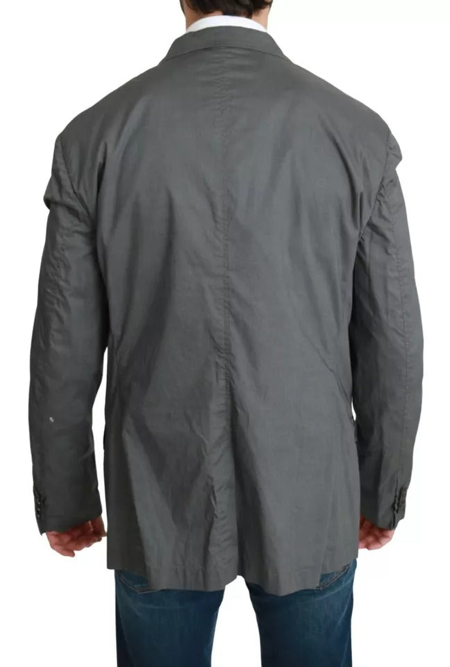 Gray Cotton Single Breasted Formal Blazer - ventzia