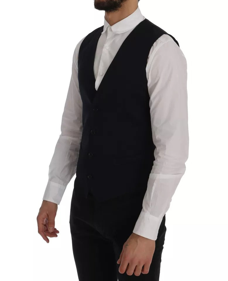 Blue Waistcoat Wool Stretch STAFF Vest - ventzia