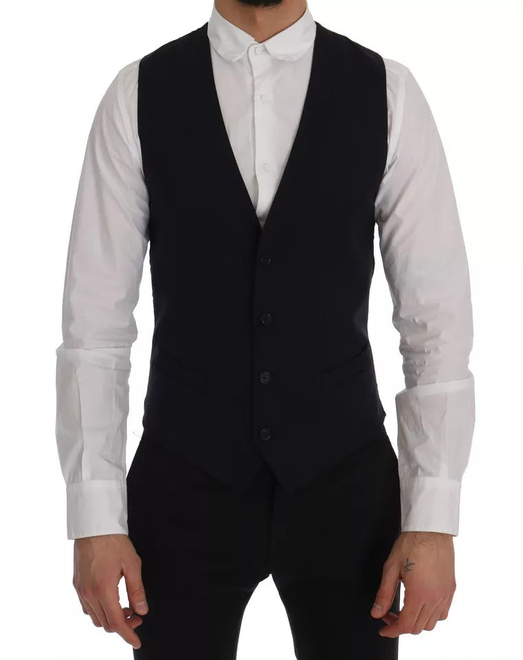 Blue Waistcoat Wool Stretch STAFF Vest - ventzia