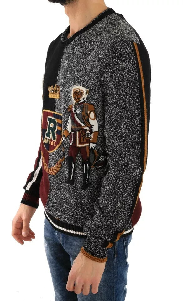 Multicolor KING Knight Monkey Knitted Cashmere Wool Sweater - ventzia