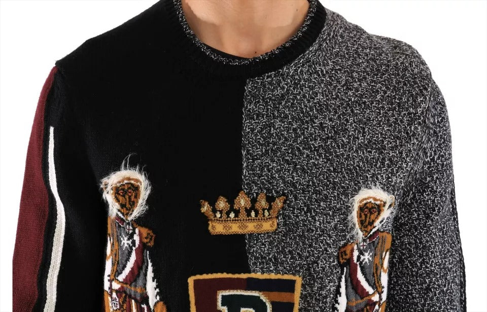 Multicolor KING Knight Monkey Knitted Cashmere Wool Sweater - ventzia