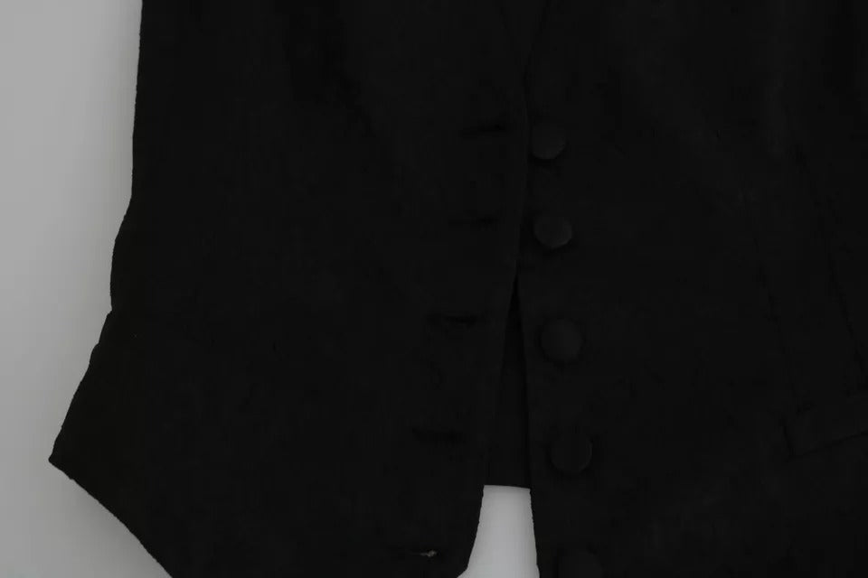 Black Lace Waistcoat Slim Vest Silk Top - ventzia