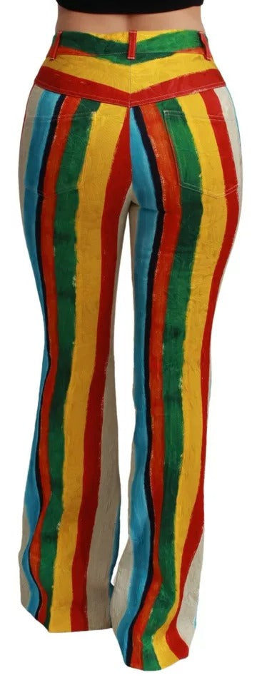 Multicolor Flared Riga Pittorica Pants - ventzia