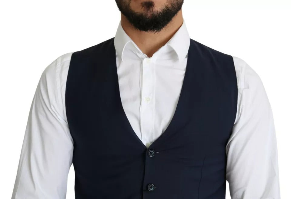 Navy Blue Men Formal Dress Waistcoat Vest - ventzia