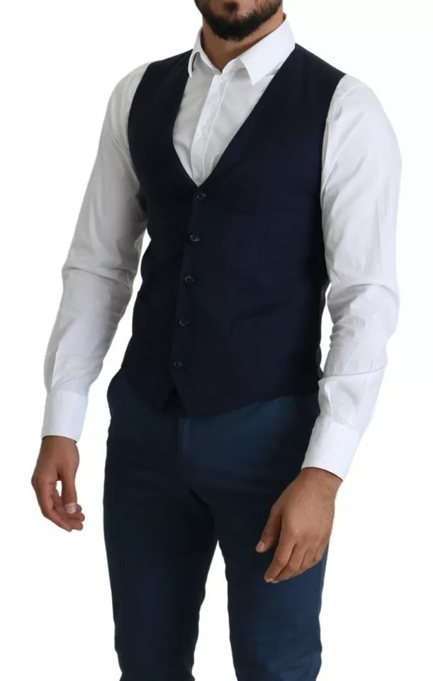 Navy Blue Men Formal Dress Waistcoat Vest - ventzia