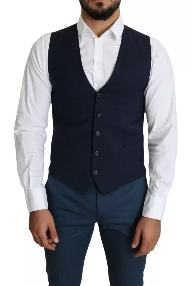 Navy Blue Men Formal Dress Waistcoat Vest - ventzia