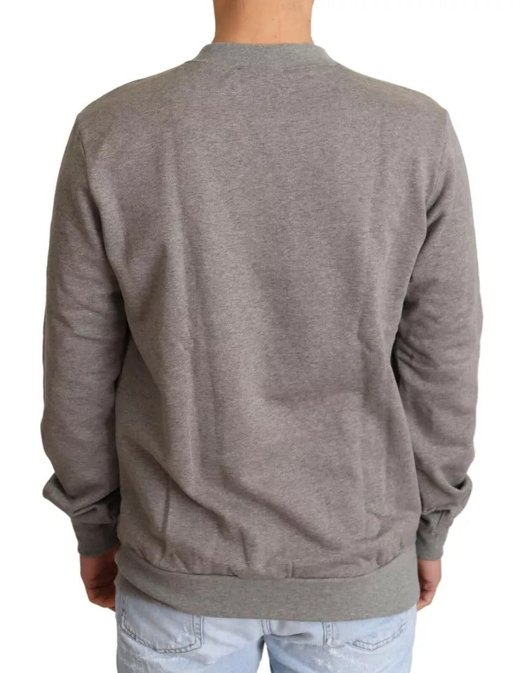 Gray Crown King Cotton Pullover Sweater - ventzia