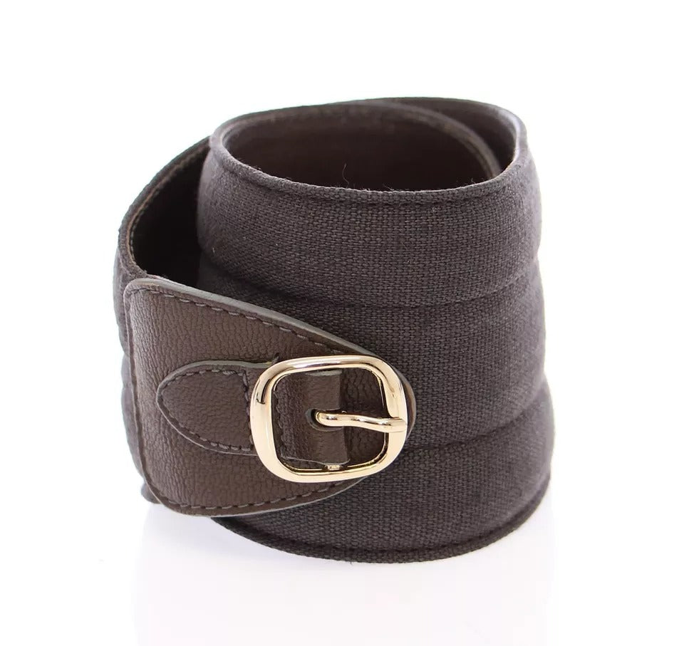 Brown D&G Leather Linnen Logo Belt - ventzia