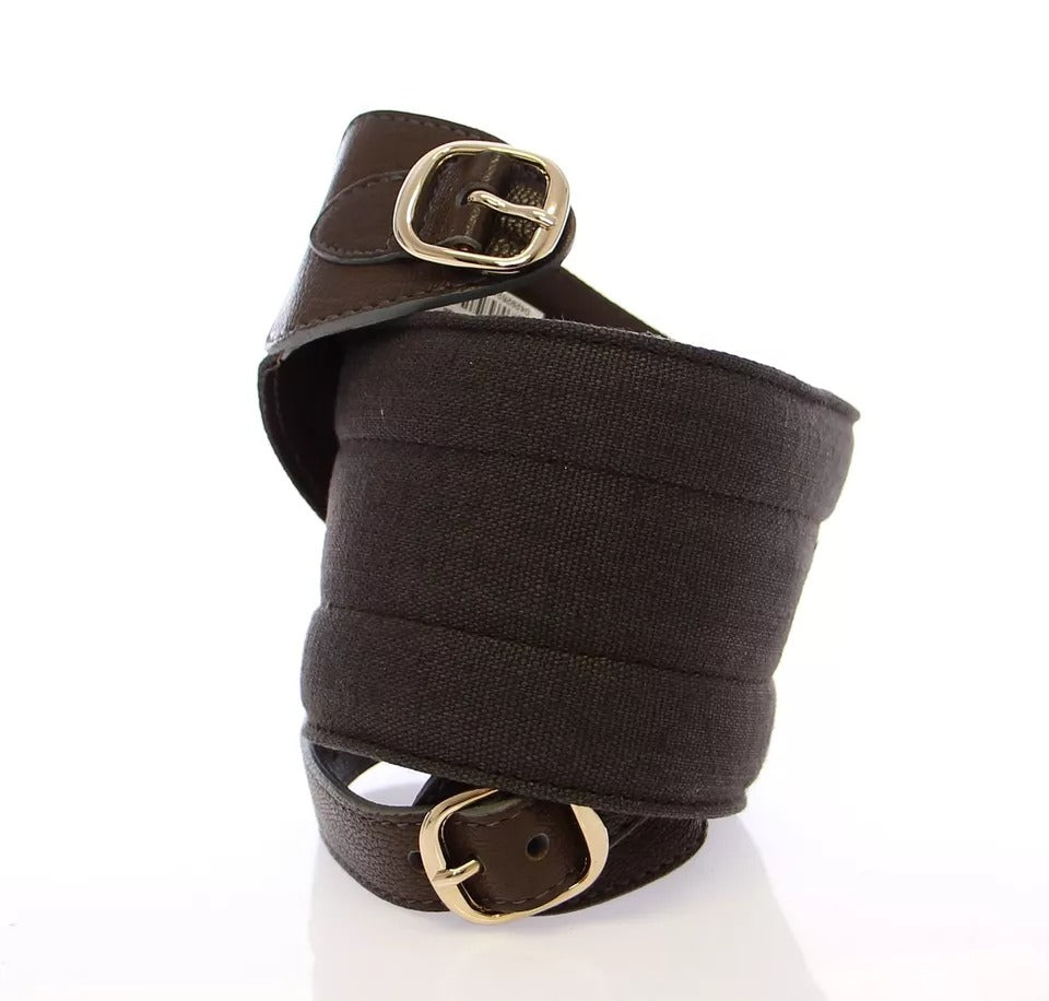 Brown D&G Leather Linnen Logo Belt - ventzia