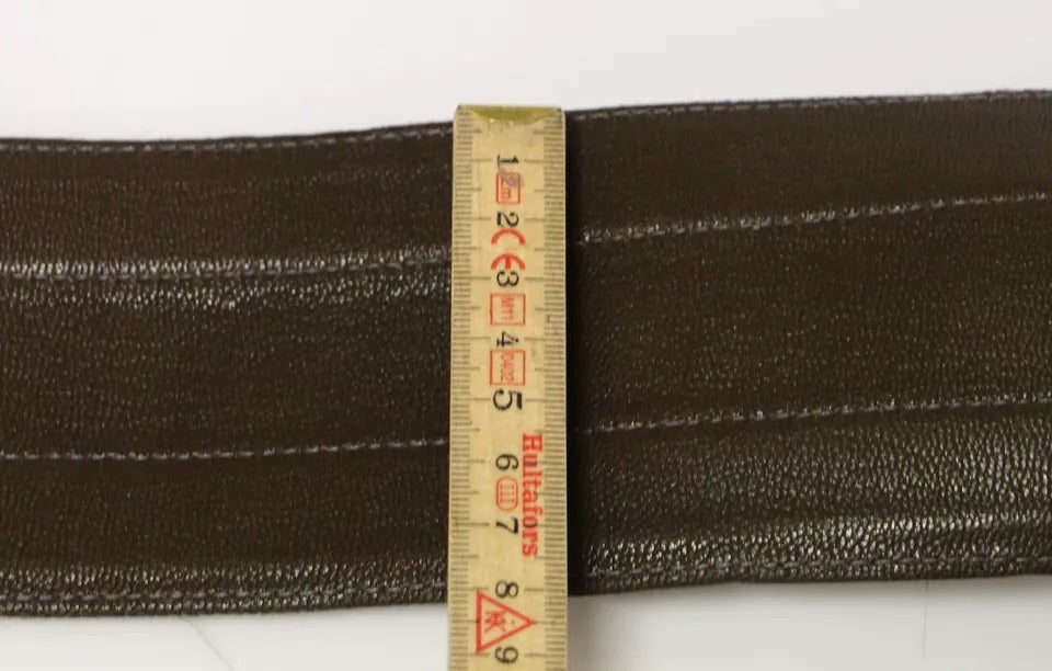 Brown D&G Leather Linnen Logo Belt - ventzia