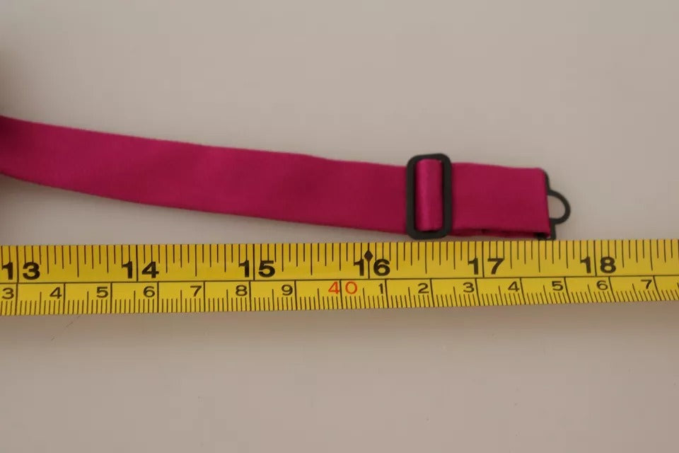 Pink Silk Adjustable Neck Bow Tie Men - ventzia