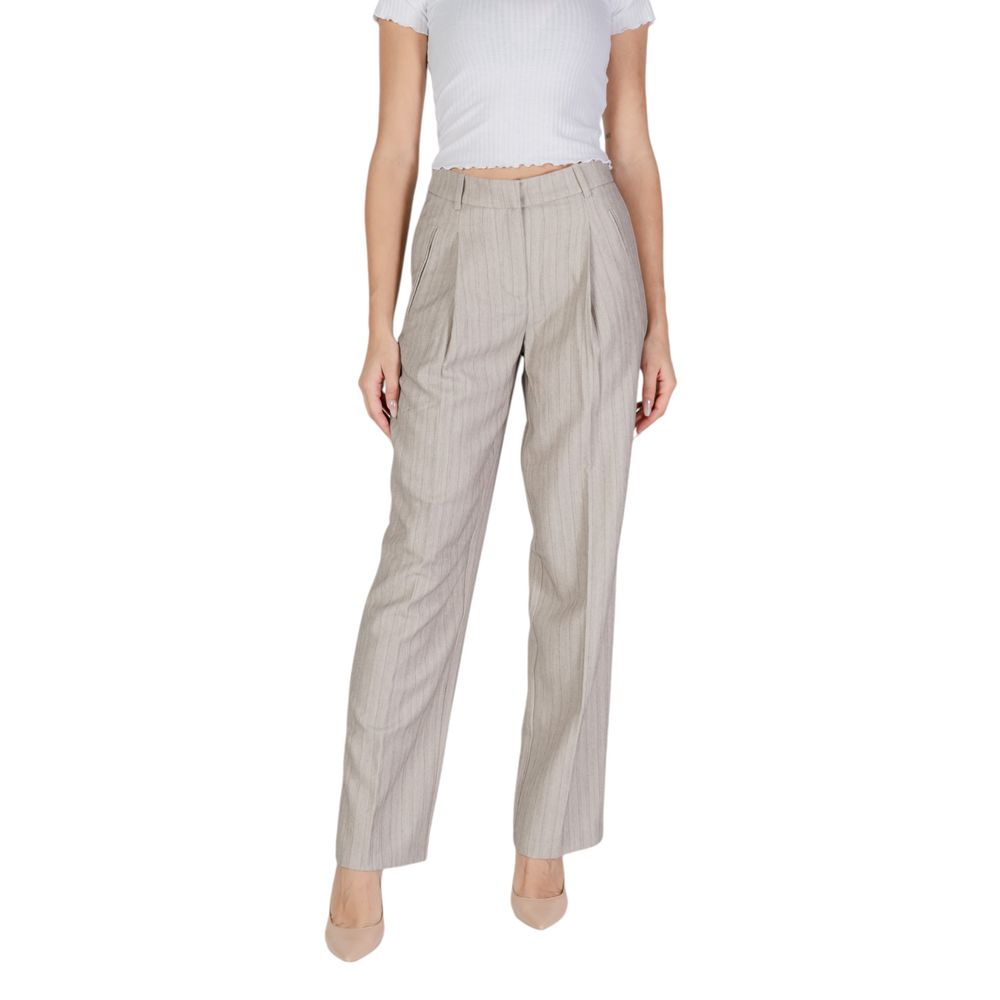 Gray Polyester Casual Pants - ventzia