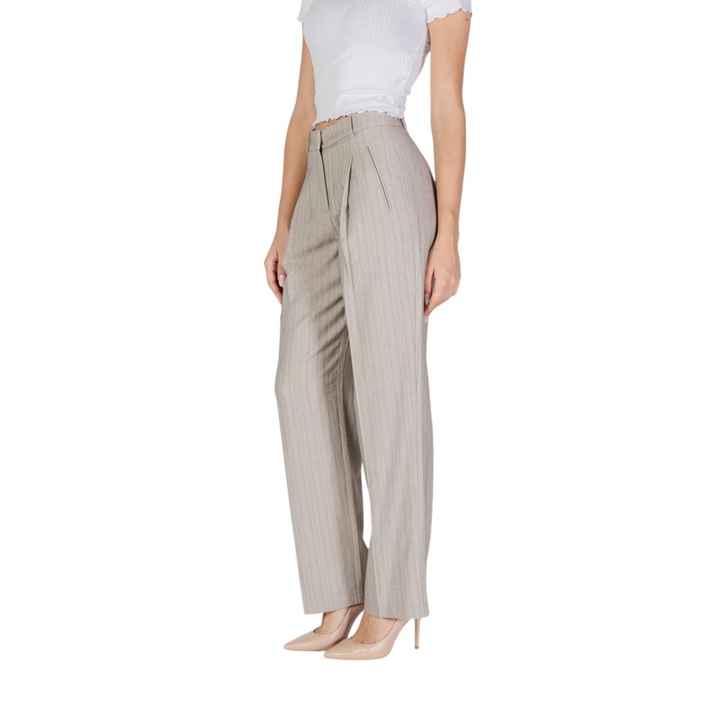 Gray Polyester Casual Pants - ventzia