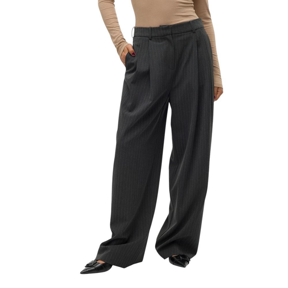 Gray Polyester Casual Pants - ventzia