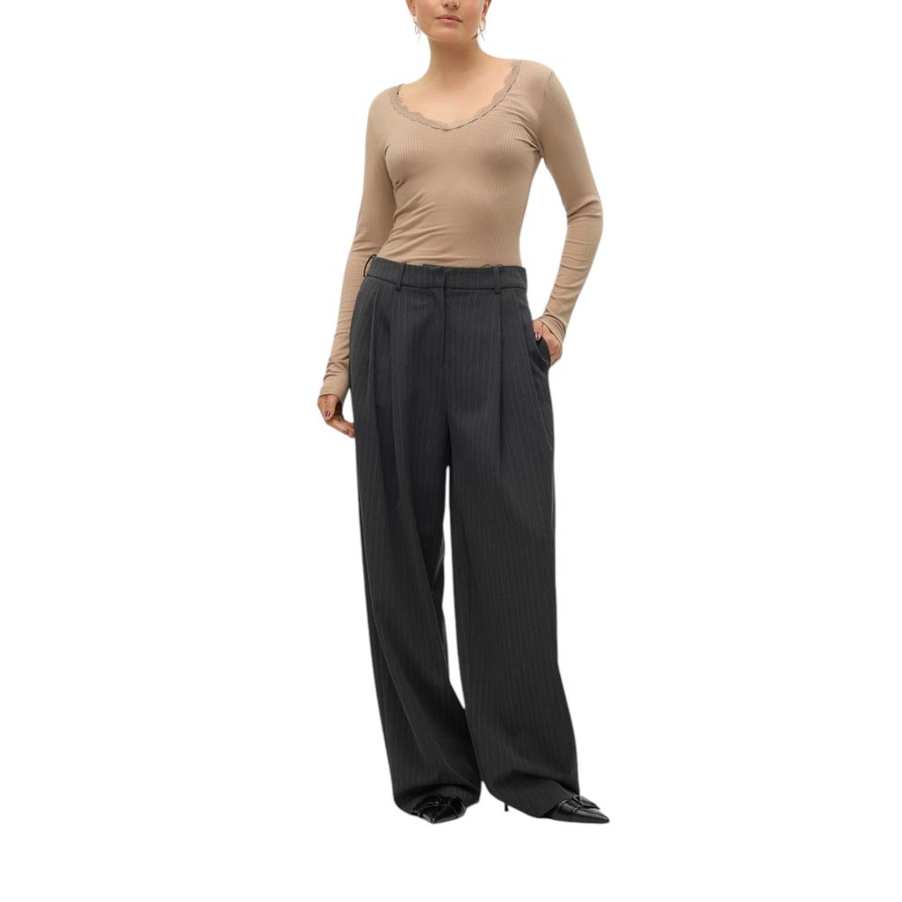 Gray Polyester Casual Pants - ventzia