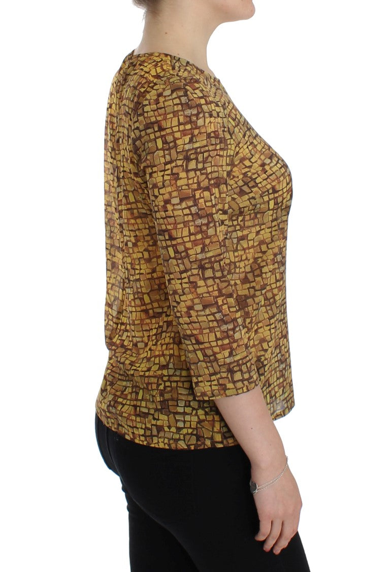 Sicilian Mosaic Print Silk Blouse - ventzia