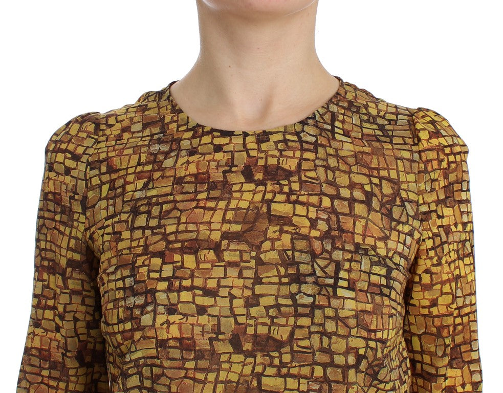 Sicilian Mosaic Print Silk Blouse - ventzia