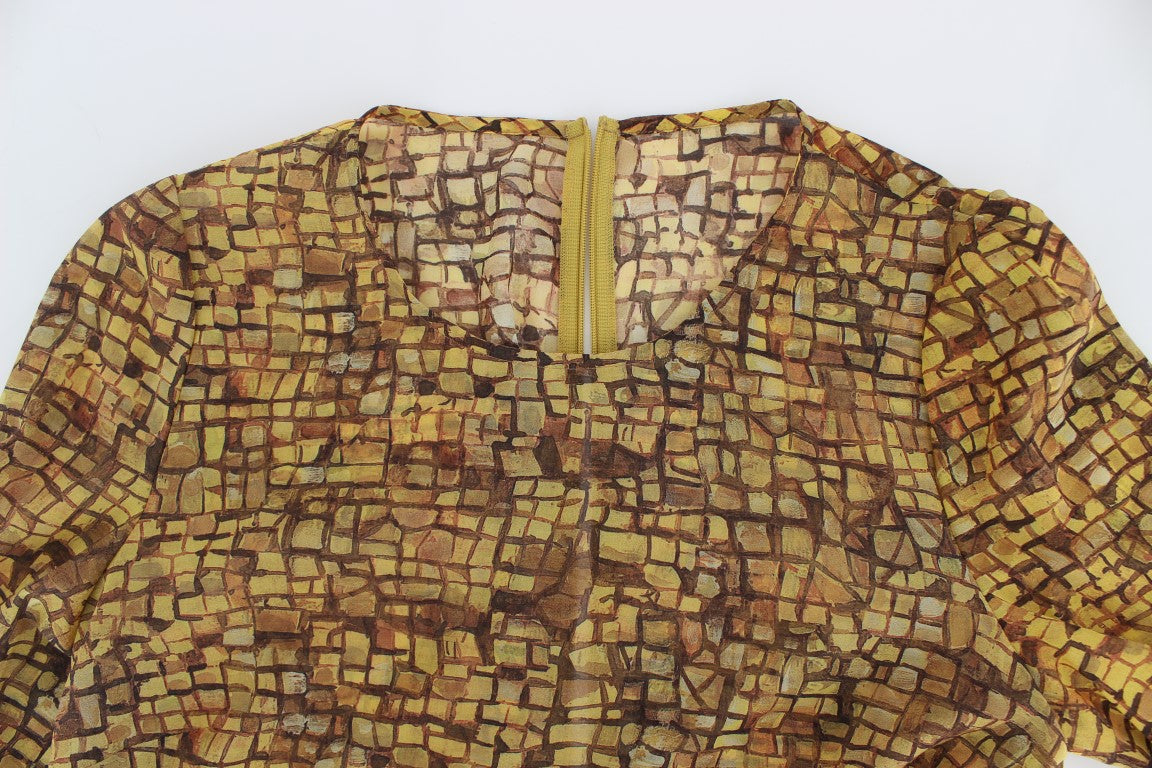 Sicilian Mosaic Print Silk Blouse - ventzia