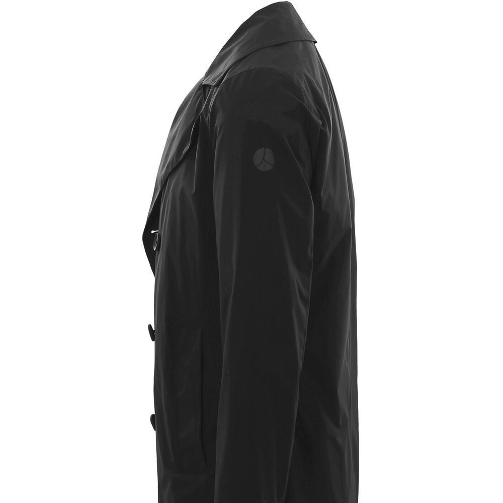 Black Recycled Polyester Men Trench - ventzia