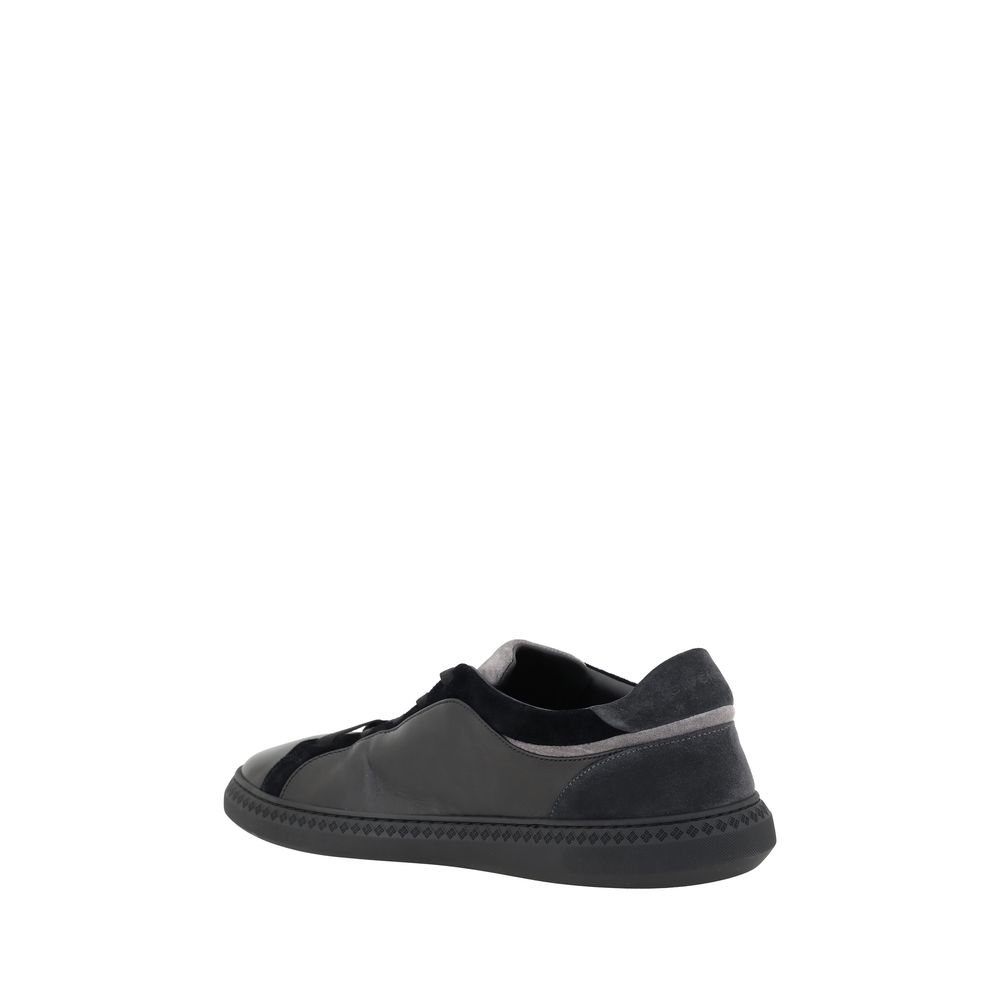 Black Leather G Set Sneakers - ventzia