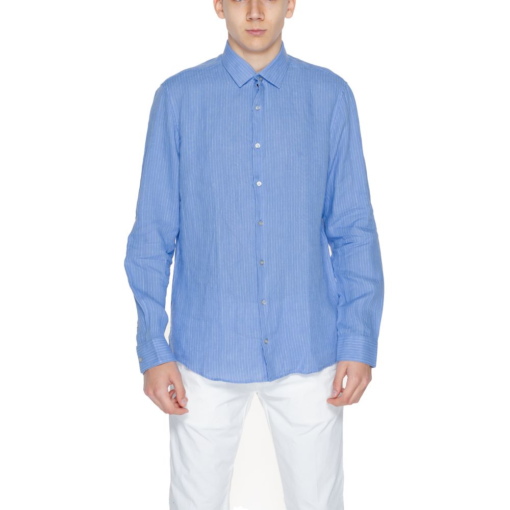 Blue Linen Dress Shirt - ventzia