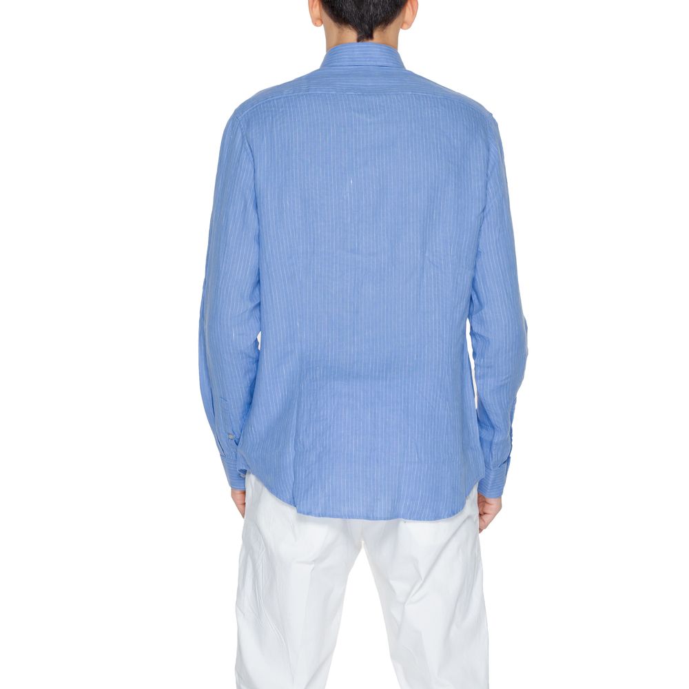 Blue Linen Dress Shirt - ventzia