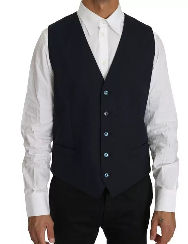 Blue Wool MARTINI Blazer Vest 2 Piece - ventzia
